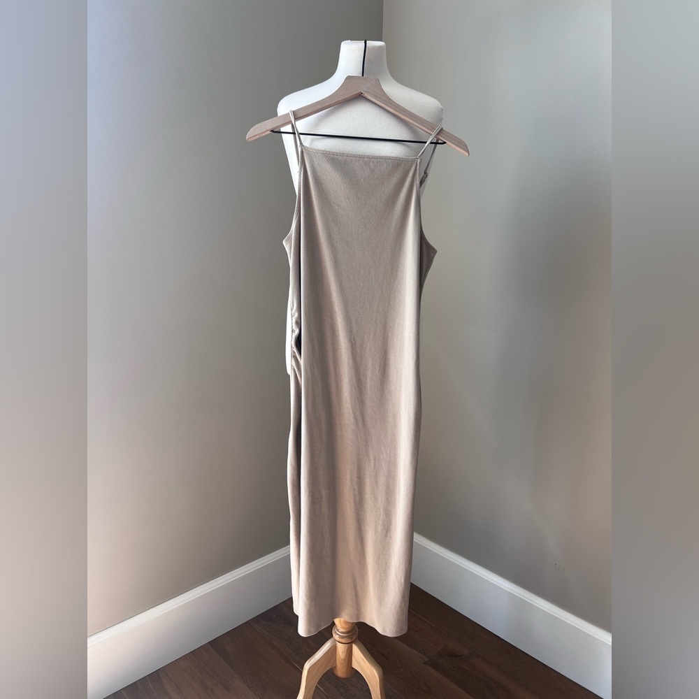 Old Navy Maternity High Neck Rib-Knit Midi Dress Size Large Tan - Picture 2 of 6